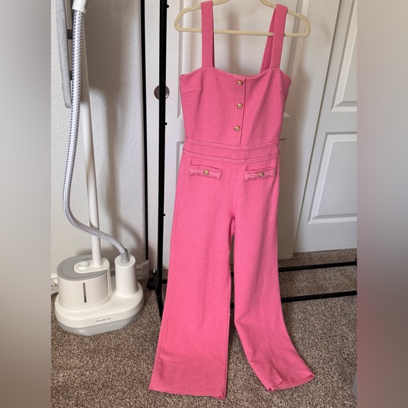 Maje Pink Tweed Wide-Leg Jumpsuit (Pant Suit) Size 38 / US 6 NWOT - Picture 9 of 10